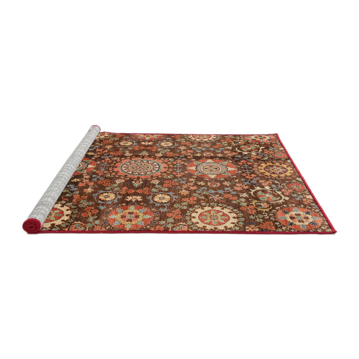 Sideview of Machine Washable Abstract Tomato Red Rug, wshabs3948