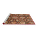 Sideview of Machine Washable Abstract Tomato Red Rug, wshabs3948