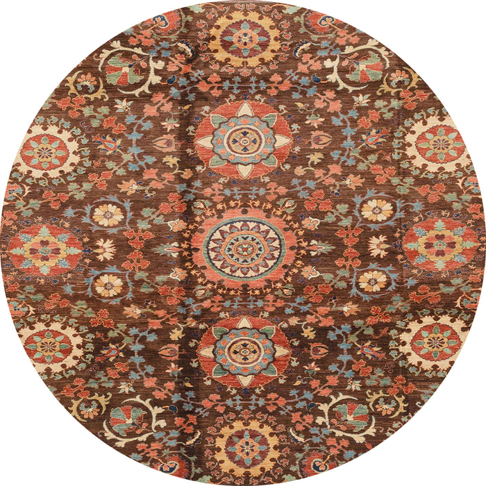 Round Machine Washable Abstract Tomato Red Rug, wshabs3948