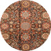 Round Machine Washable Abstract Tomato Red Rug, wshabs3948