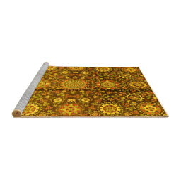 Sideview of Machine Washable Abstract Yellow Modern Rug, wshabs3948yw