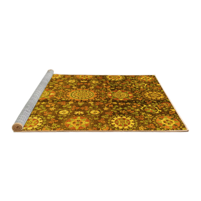 Sideview of Machine Washable Abstract Yellow Modern Rug, wshabs3948yw