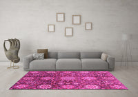 Machine Washable Abstract Pink Modern Rug, wshabs3948pnk