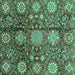 Square Machine Washable Abstract Turquoise Modern Area Rugs, wshabs3948turq