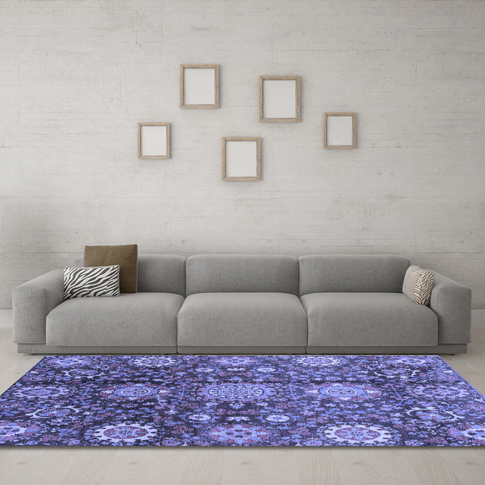 Machine Washable Abstract Blue Modern Rug in a Living Room, wshabs3948blu