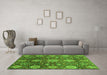 Machine Washable Abstract Green Modern Area Rugs in a Living Room,, wshabs3948grn