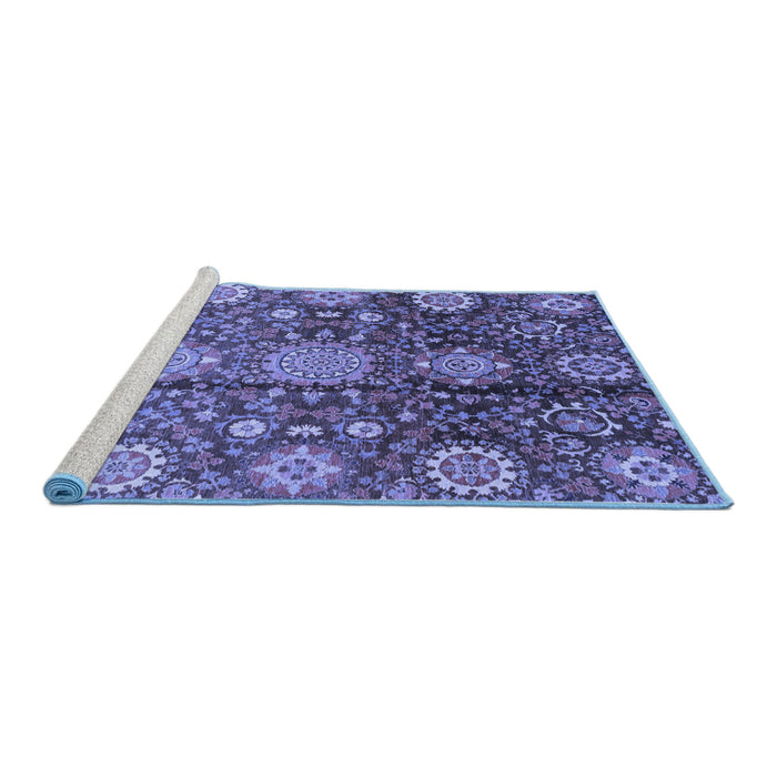 Sideview of Machine Washable Abstract Blue Modern Rug, wshabs3948blu