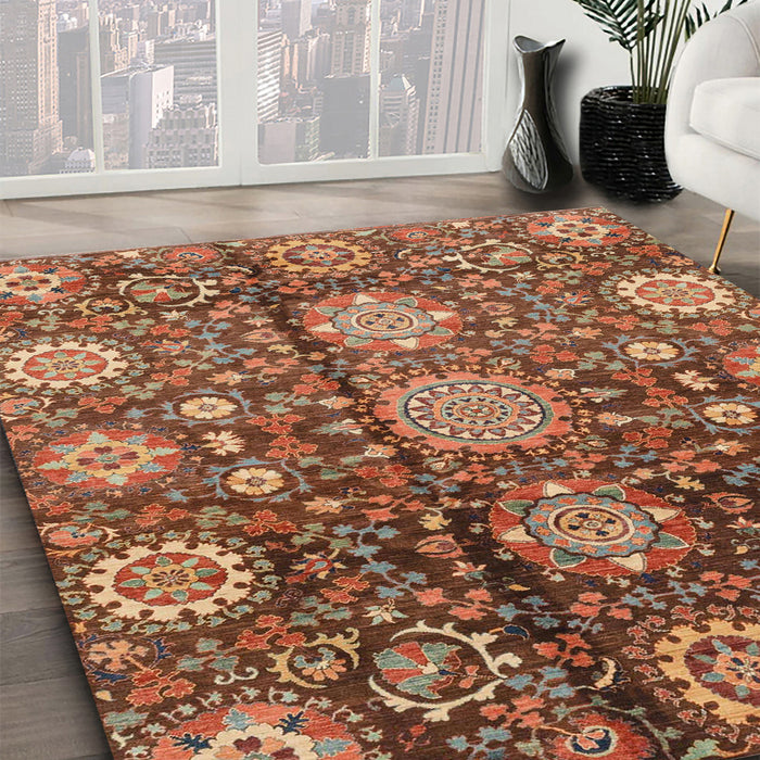 Abstract Red Modern Rug in Family Room, abs3948