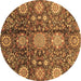 Round Machine Washable Abstract Brown Modern Rug, wshabs3948brn