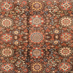 Square Abstract Red Modern Rug, abs3948