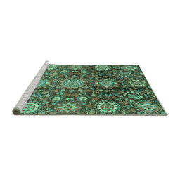 Sideview of Machine Washable Abstract Turquoise Modern Area Rugs, wshabs3948turq
