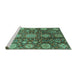 Sideview of Machine Washable Abstract Turquoise Modern Area Rugs, wshabs3948turq