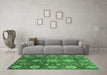 Machine Washable Abstract Emerald Green Modern Area Rugs in a Living Room,, wshabs3948emgrn