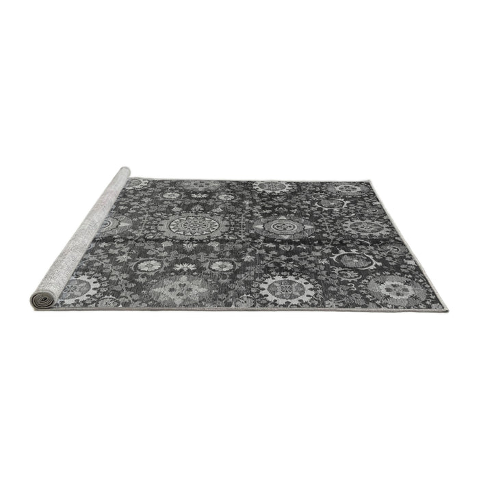 Sideview of Machine Washable Abstract Gray Modern Rug, wshabs3948gry
