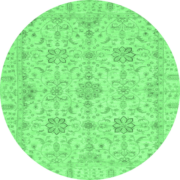 Round Oriental Emerald Green Traditional Rug, abs3949emgrn