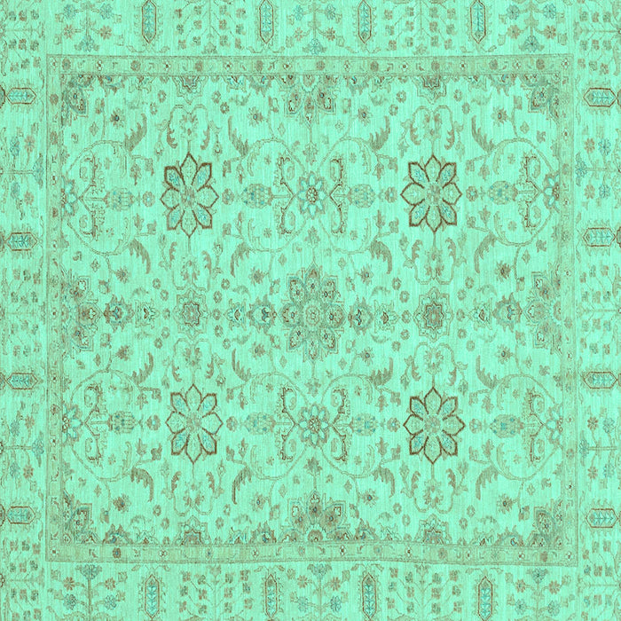 Square Machine Washable Oriental Turquoise Traditional Area Rugs, wshabs3949turq