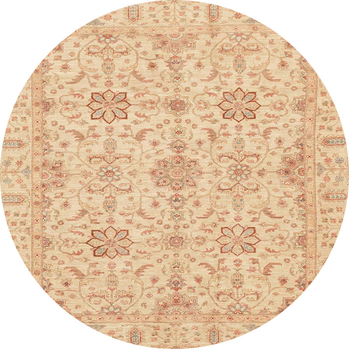 Round Abstract Yellow Oriental Rug, abs3949