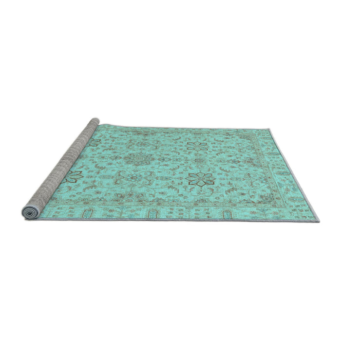 Sideview of Machine Washable Oriental Light Blue Traditional Rug, wshabs3949lblu