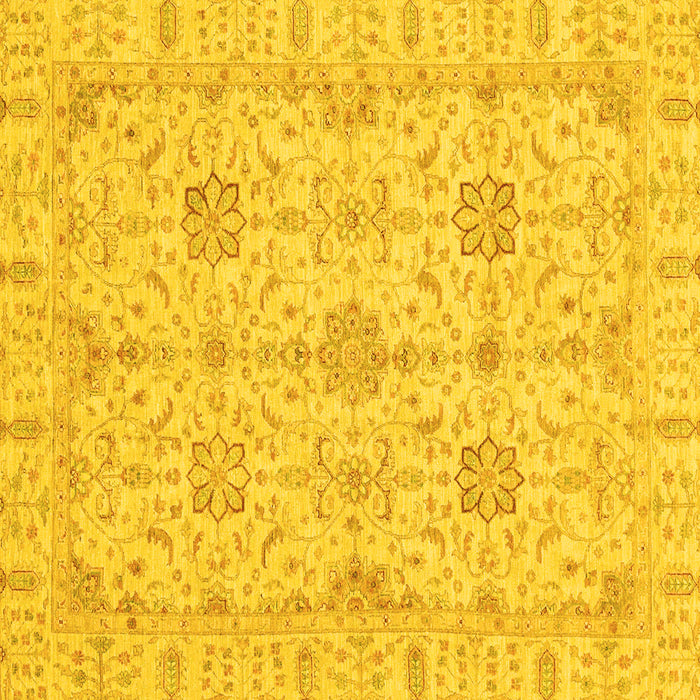 Square Machine Washable Oriental Yellow Traditional Rug, wshabs3949yw