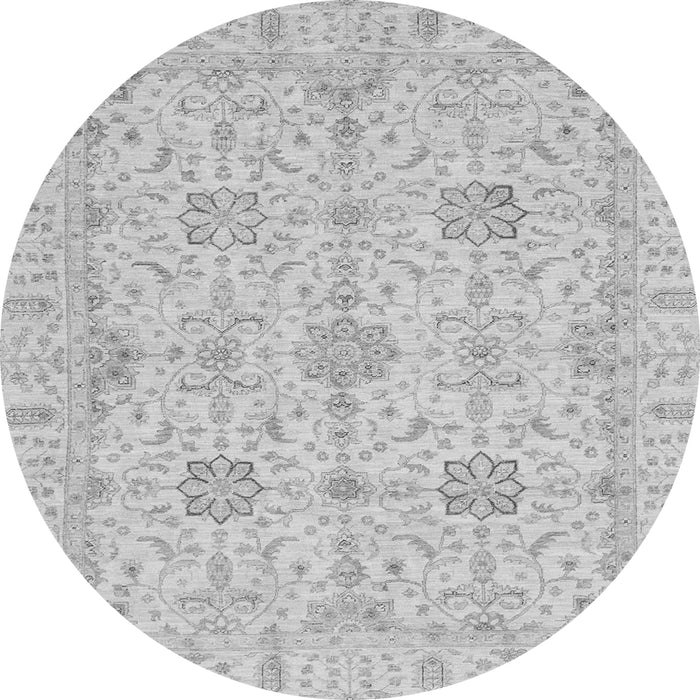 Round Machine Washable Oriental Gray Traditional Rug, wshabs3949gry