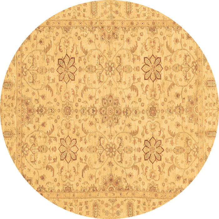 Round Oriental Brown Traditional Rug, abs3949brn