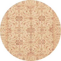 Round Machine Washable Abstract Yellow Rug, wshabs3949