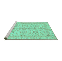 Sideview of Machine Washable Oriental Turquoise Traditional Area Rugs, wshabs3949turq