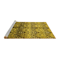 Sideview of Machine Washable Abstract Yellow Modern Rug, wshabs394yw