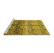 Sideview of Machine Washable Abstract Yellow Modern Rug, wshabs394yw