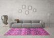 Machine Washable Abstract Pink Modern Rug in a Living Room, wshabs394pnk