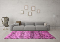 Machine Washable Abstract Pink Modern Rug, wshabs394pnk