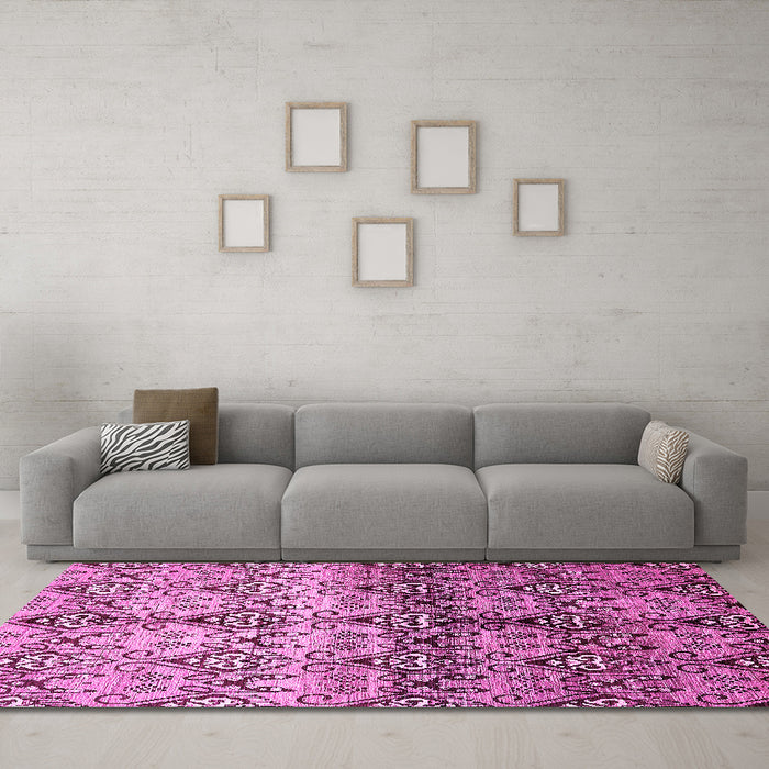 Machine Washable Abstract Pink Modern Rug in a Living Room, wshabs394pnk