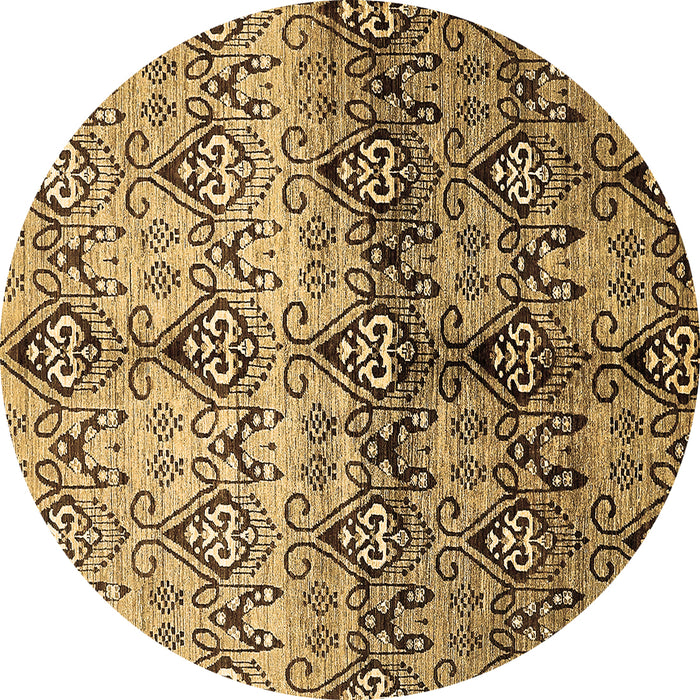 Round Machine Washable Abstract Brown Modern Rug, wshabs394brn