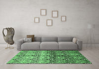 Machine Washable Abstract Emerald Green Modern Rug, wshabs394emgrn