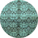 Round Abstract Light Blue Modern Rug, abs394lblu