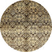 Round Machine Washable Abstract Bakers Brown Rug, wshabs394