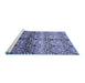 Sideview of Machine Washable Abstract Blue Modern Rug, wshabs394blu