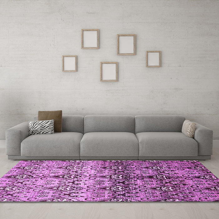 Machine Washable Abstract Purple Modern Area Rugs in a Living Room, wshabs394pur