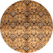 Round Machine Washable Abstract Orange Modern Area Rugs, wshabs394org