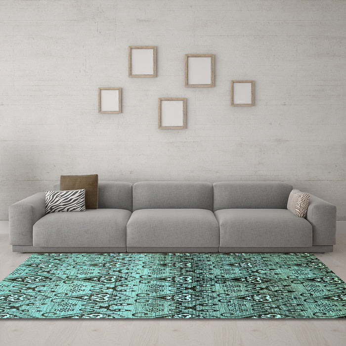 Machine Washable Abstract Light Blue Modern Rug in a Living Room, wshabs394lblu