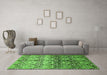 Machine Washable Abstract Green Modern Area Rugs in a Living Room,, wshabs394grn