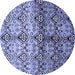 Round Abstract Blue Modern Rug, abs394blu