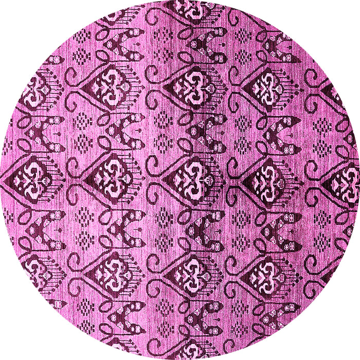 Round Machine Washable Abstract Pink Modern Rug, wshabs394pnk