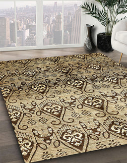 Machine Washable Abstract Bakers Brown Rug in a Family Room, wshabs394
