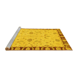 Sideview of Machine Washable Abstract Yellow Modern Rug, wshabs3950yw