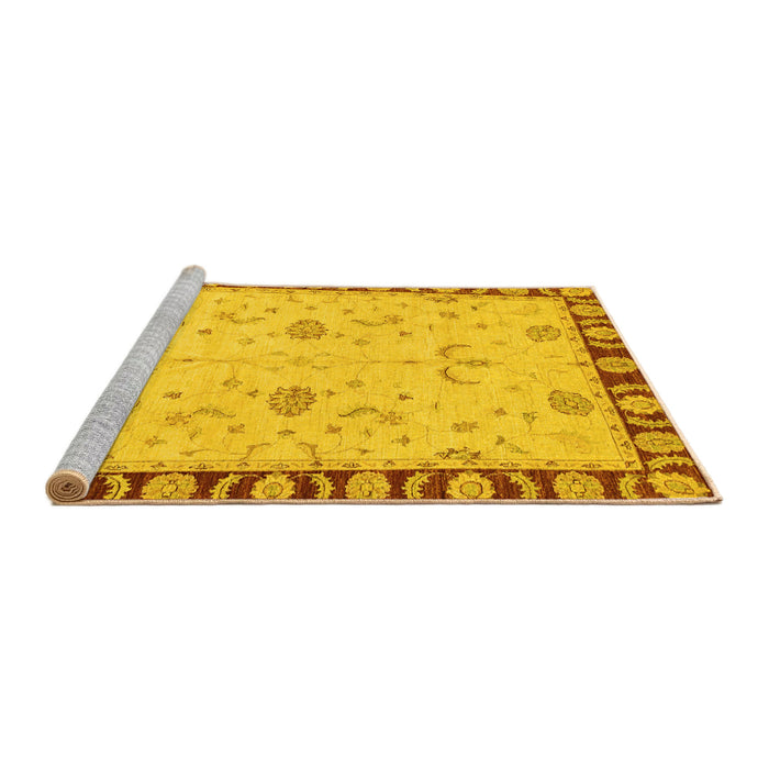 Sideview of Machine Washable Abstract Yellow Modern Rug, wshabs3950yw