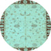 Round Abstract Light Blue Modern Rug, abs3950lblu