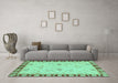 Machine Washable Abstract Turquoise Modern Area Rugs in a Living Room,, wshabs3950turq