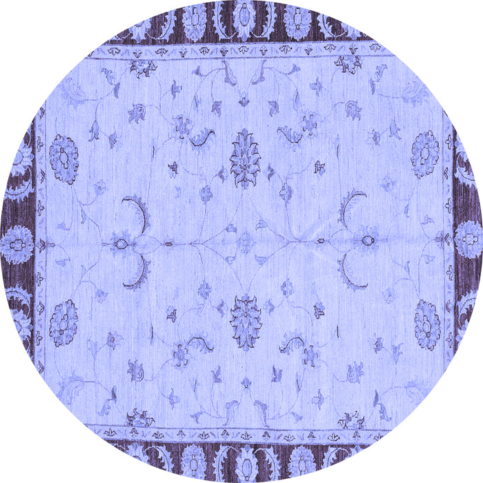 Round Machine Washable Abstract Blue Modern Rug, wshabs3950blu