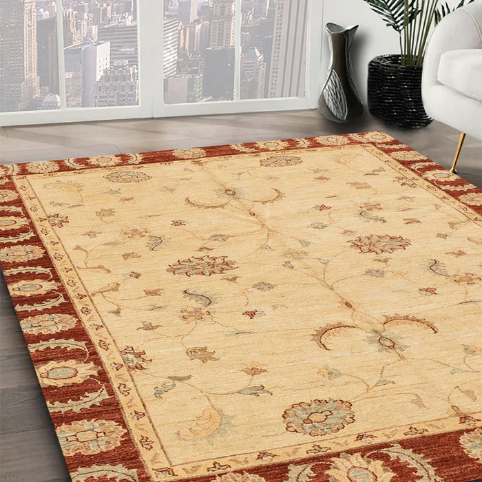 Machine Washable Abstract Orange Rug in a Family Room, wshabs3950